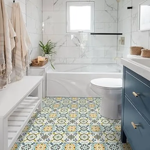 Vinyl sheet flooring install in Bathrooms