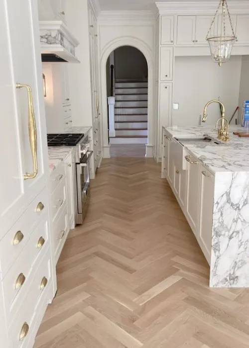 Parquet flooring install in kitchen