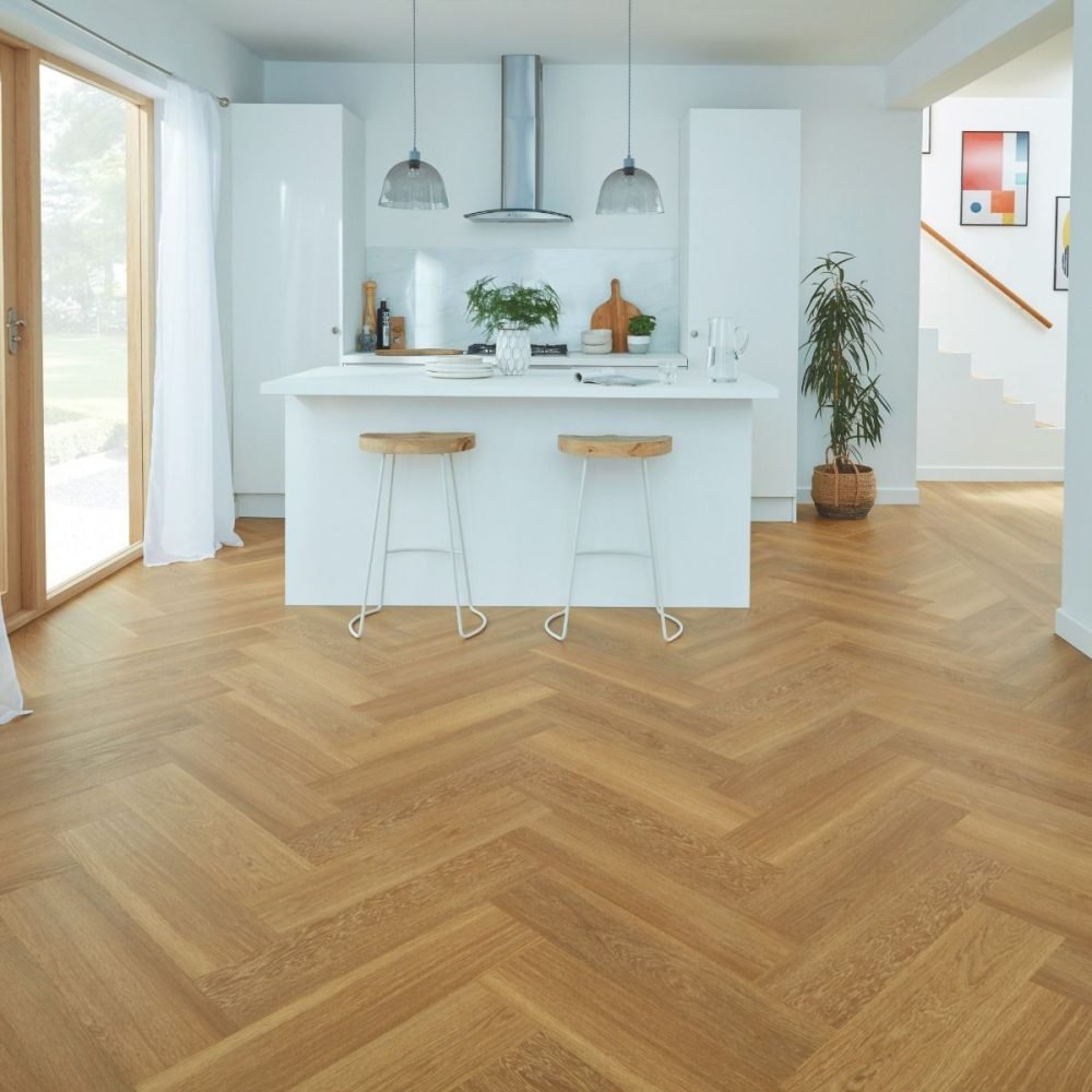 Golden Brushed Oak Parquet Flooring
