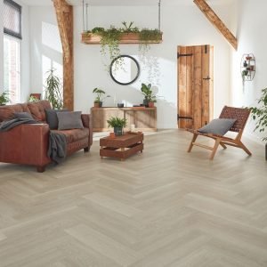Grey Brushed Oak Parquet Flooring