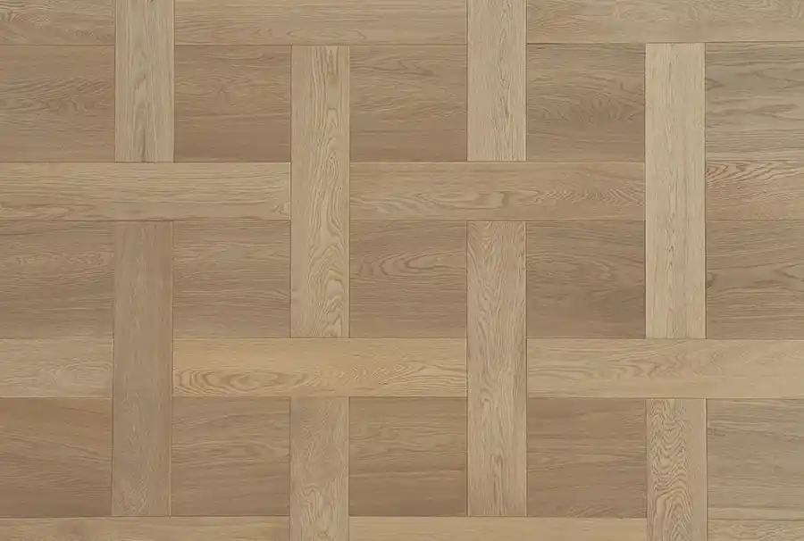 Brushed White UV Oiled Oak Basketweave Parquet
