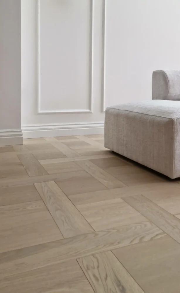 Brushed White UV Oiled Oak Basketweave Parquet - Image 4