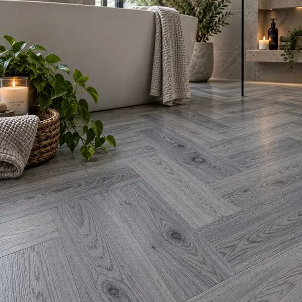 Calder Grey Oak Herringbone Vinyl Parquet - Image 3