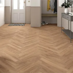 Warm Honey Oak Herringbone Laminate Flooring