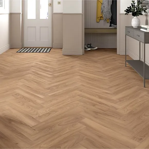 Warm Honey Oak Herringbone Laminate Flooring