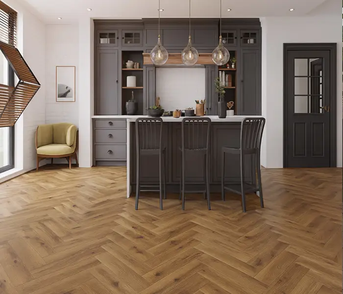 parquet laminate flooring Install in Kitchen